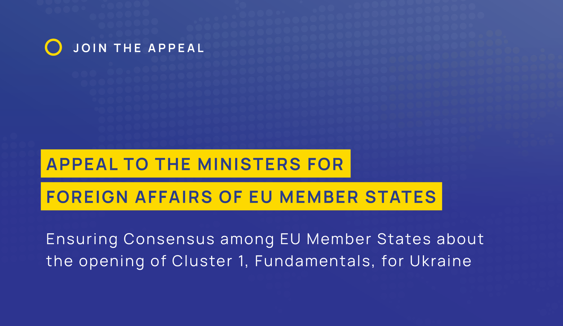 Appeal to the Ministers for Foreign Affairs of EU Member States